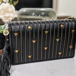 Tory Burch Star Studded Leather Wallet on Chain